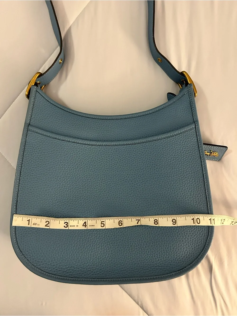 EUC Coach 1941 Emery pebbled leather crossbody messenger bag in pacific blue